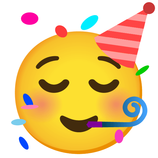 relieved partying face