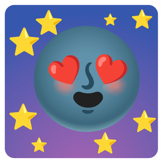 heart eyes new moon with face