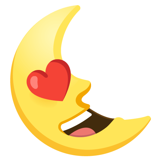 heart eyes last quarter moon with face