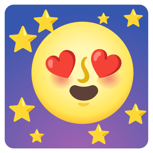 heart eyes full moon with face