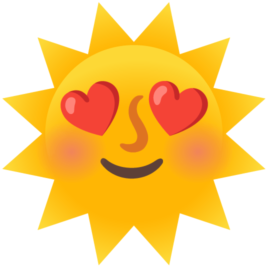 heart eyes sun with face