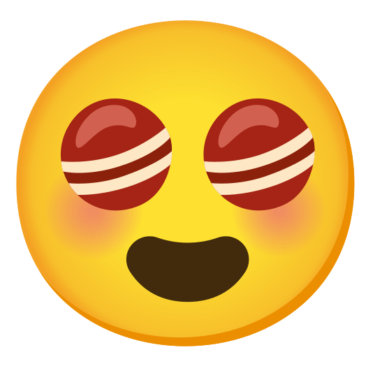 heart eyes cricket bat and ball