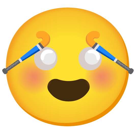 heart eyes field hockey stick and ball