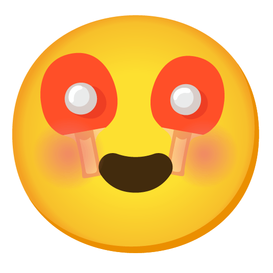 heart eyes table tennis paddle and ball