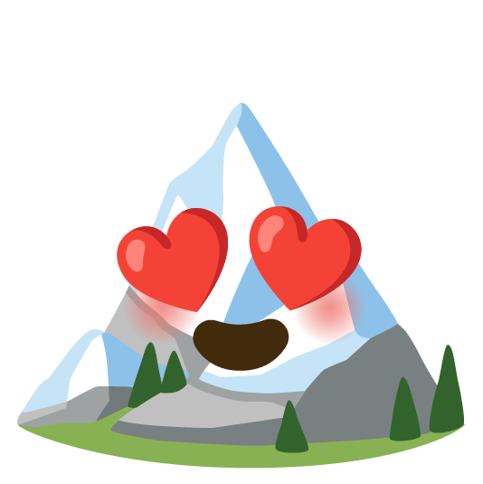 heart eyes snow capped mountain