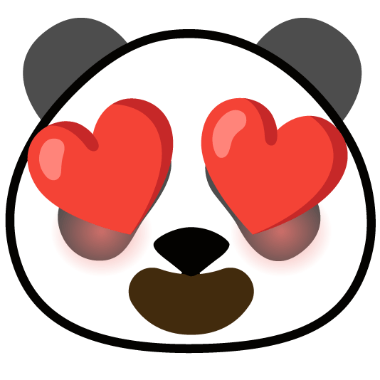 heart eyes panda face