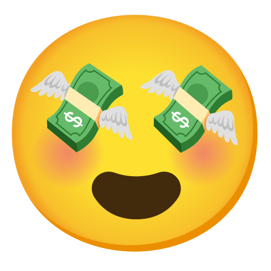 heart eyes money with wings