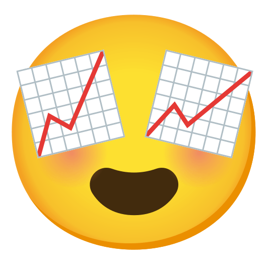 heart eyes chart with upwards trend