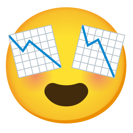 heart eyes chart with downwards trend