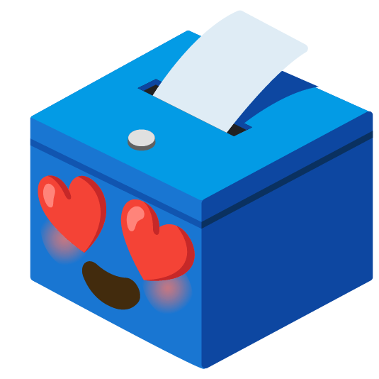 heart eyes ballot box with ballot