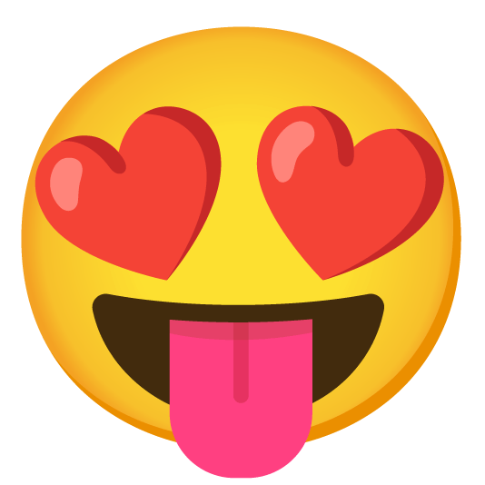 heart eyes stuck out tongue