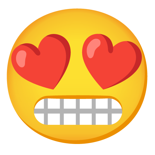 heart eyes grimacing
