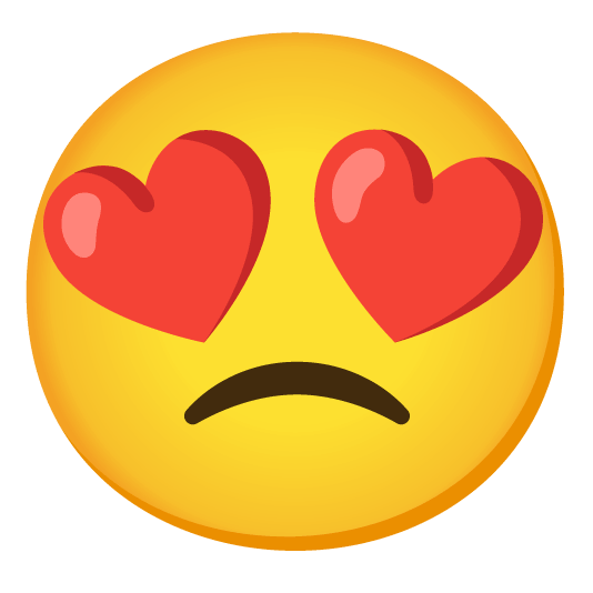 heart eyes slightly frowning face