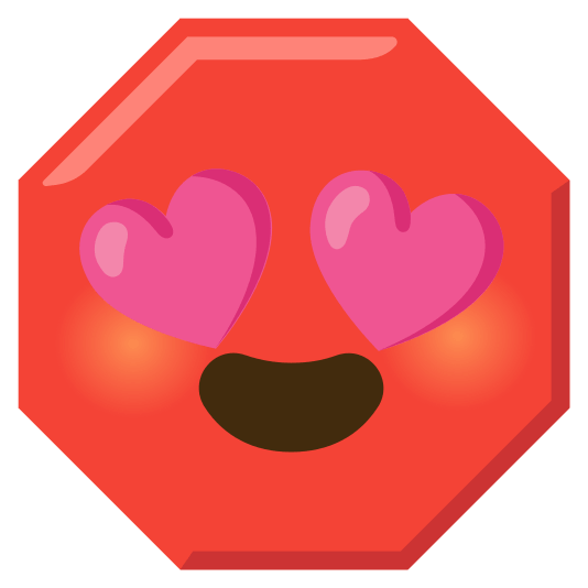 heart eyes octagonal sign