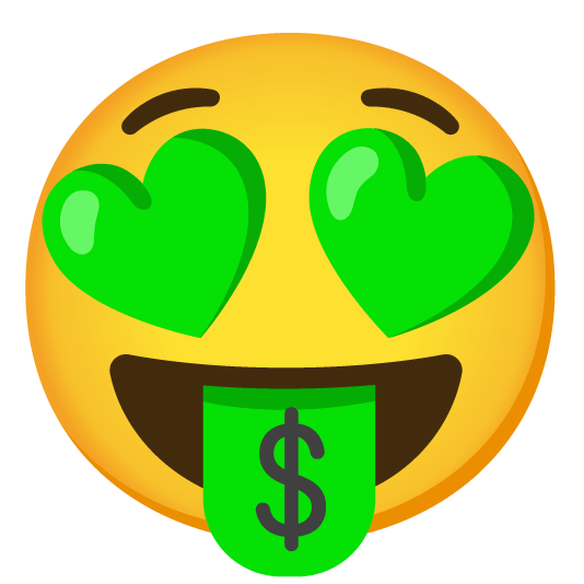 heart eyes money mouth face