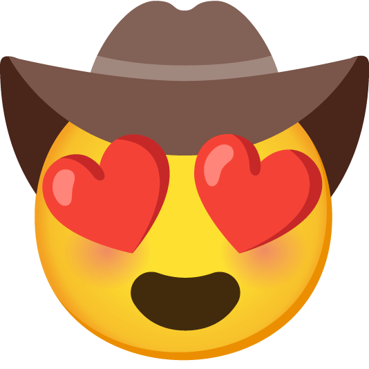 heart eyes face with cowboy hat