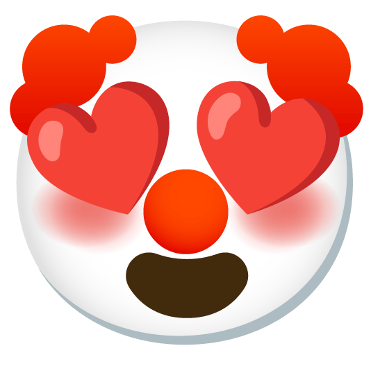 heart eyes clown face