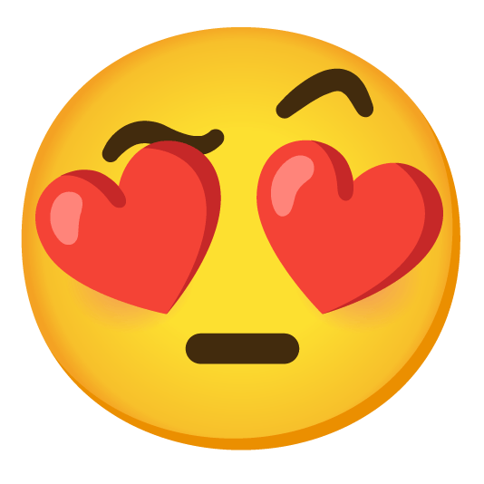 heart eyes face with raised eyebrow