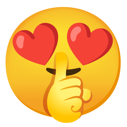 heart eyes shushing face