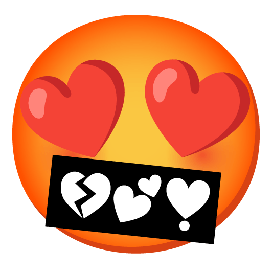 heart eyes face with symbols on mouth