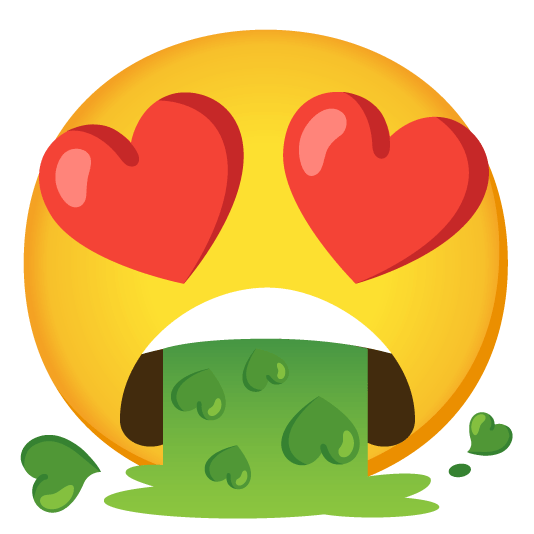 heart eyes face vomiting