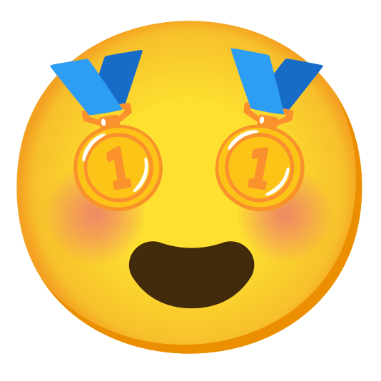 heart eyes first place medal