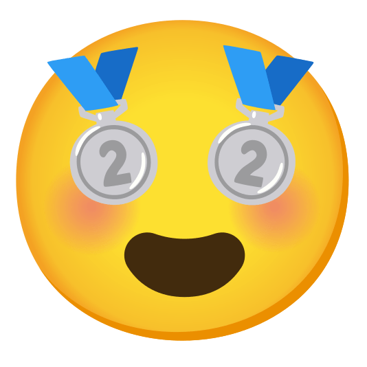 heart eyes second place medal