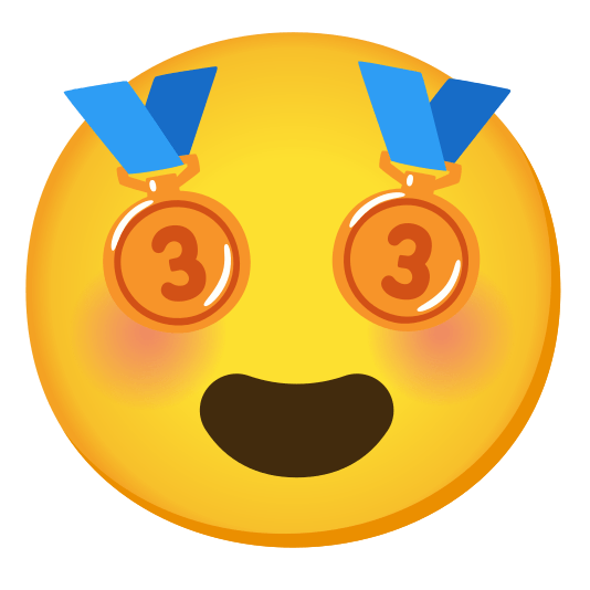 heart eyes third place medal