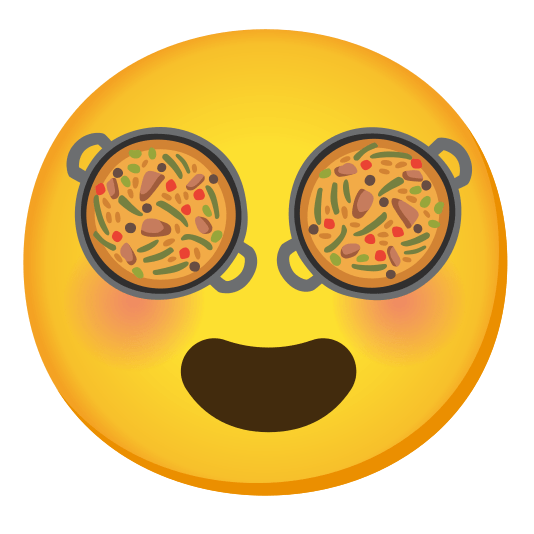 heart eyes shallow pan of food