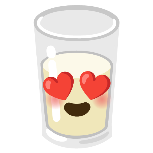 heart eyes glass of milk