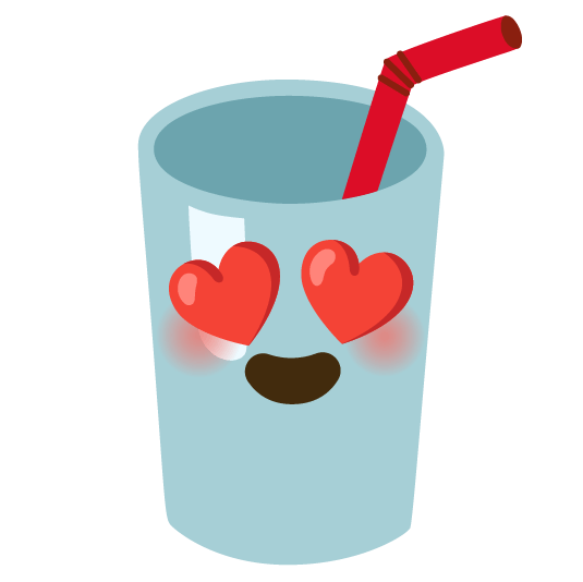 heart eyes cup with straw