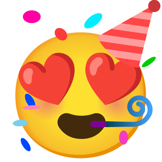 heart eyes partying face