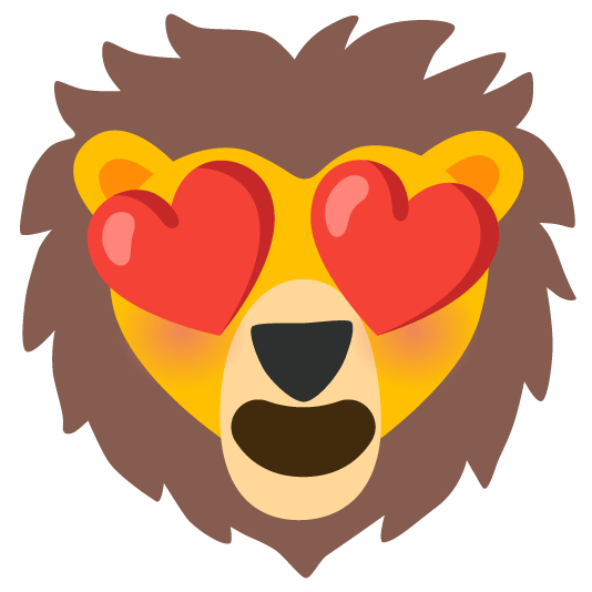 heart eyes lion face