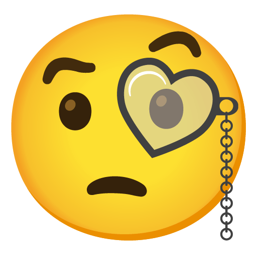 heart eyes face with monocle