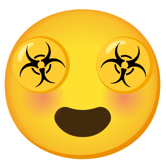 heart eyes biohazard sign