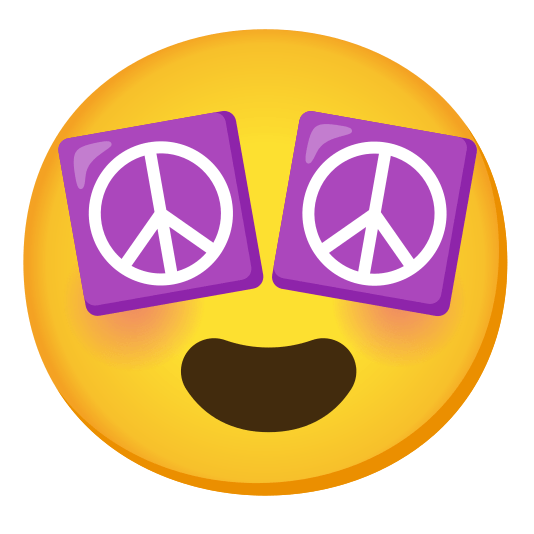 heart eyes peace symbol