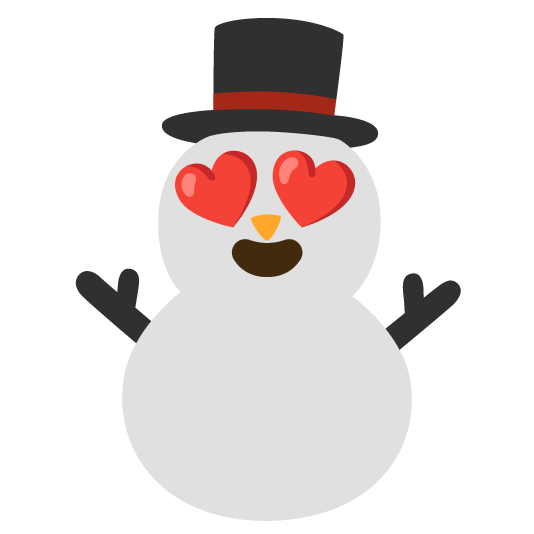 heart eyes snowman without snow