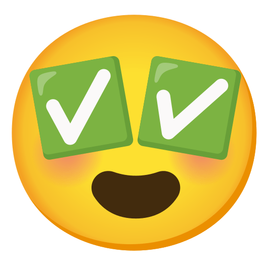 heart eyes white check mark