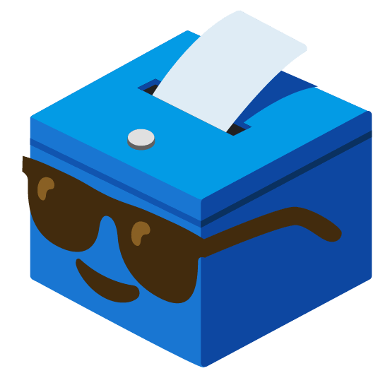 sunglasses ballot box with ballot