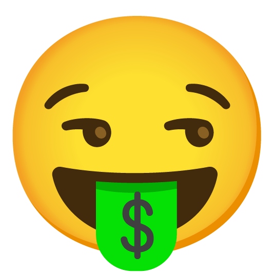 smirk money mouth face