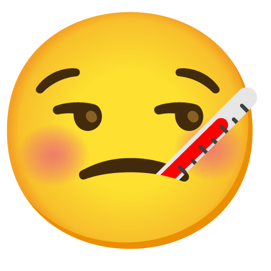 smirk face with thermometer