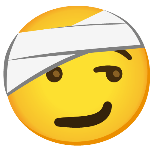smirk face with head bandage
