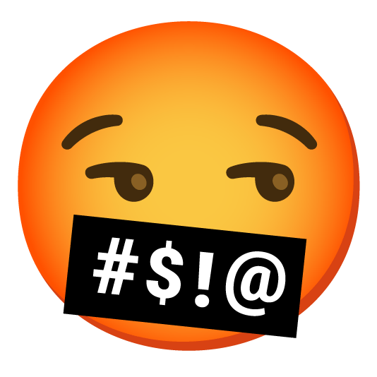 smirk face with symbols on mouth