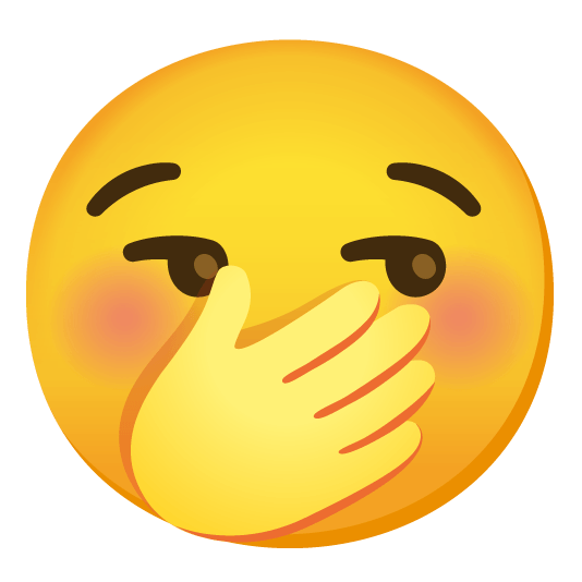 smirk face with hand over mouth