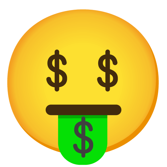 neutral face money mouth face