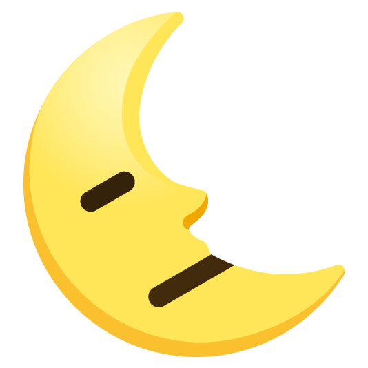 expressionless last quarter moon with face