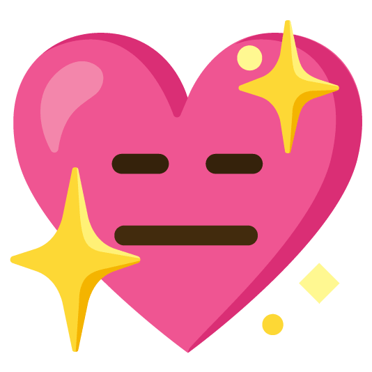 expressionless sparkling heart