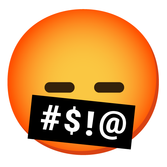 expressionless face with symbols on mouth