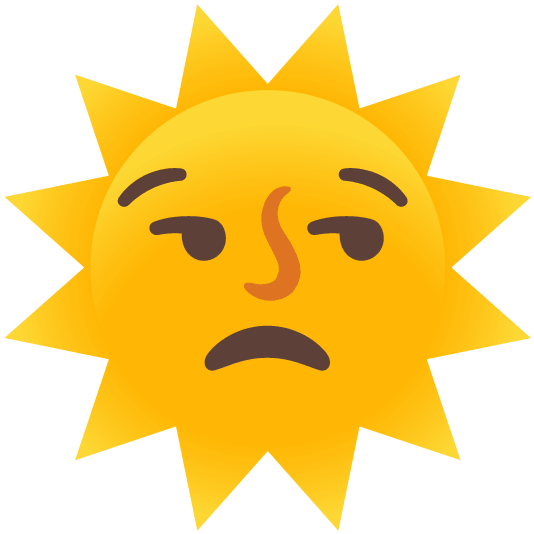 unamused sun with face