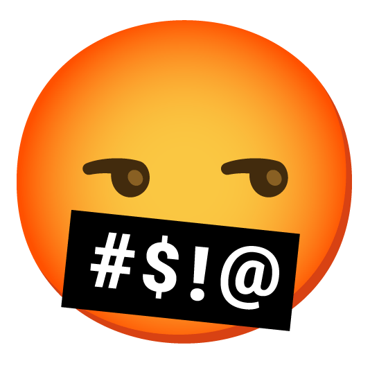 unamused face with symbols on mouth